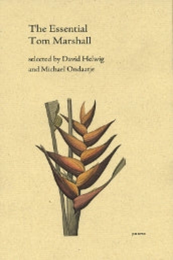 The cover of 'The Essential Tom Marshall' featuring a drawing of a plant with brown and orange leaves.