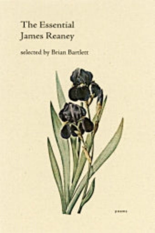 The cover of 'The Essential James Reaney' showing a drawing of a flower with green leaves and black petals.