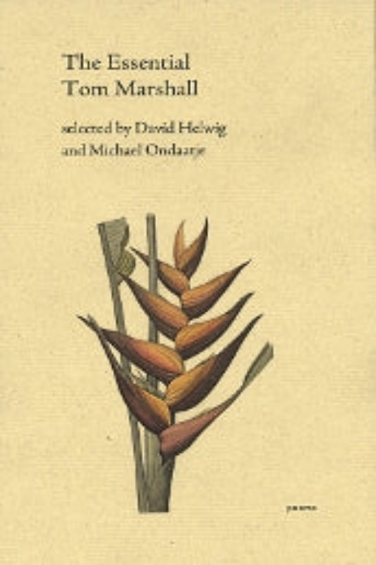The cover of 'The Essential Tom Marshall' featuring a drawing of a plant with brown and orange leaves.