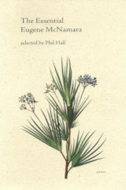 The cover of 'The Essential Eugene McNamara' book featuring a pine tree with blue flowers.